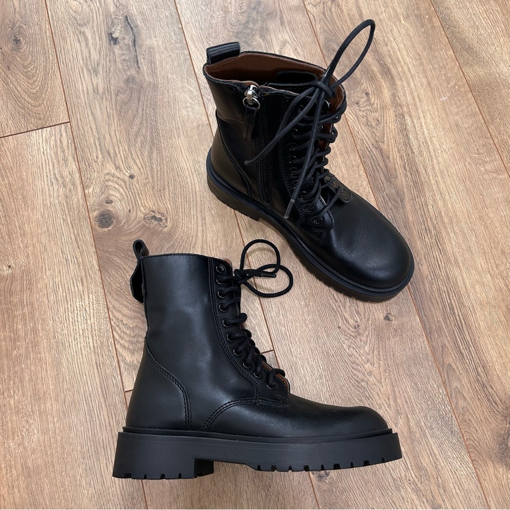 Zara Basic Black Combat Boot - Size 35 / 5 - image 3